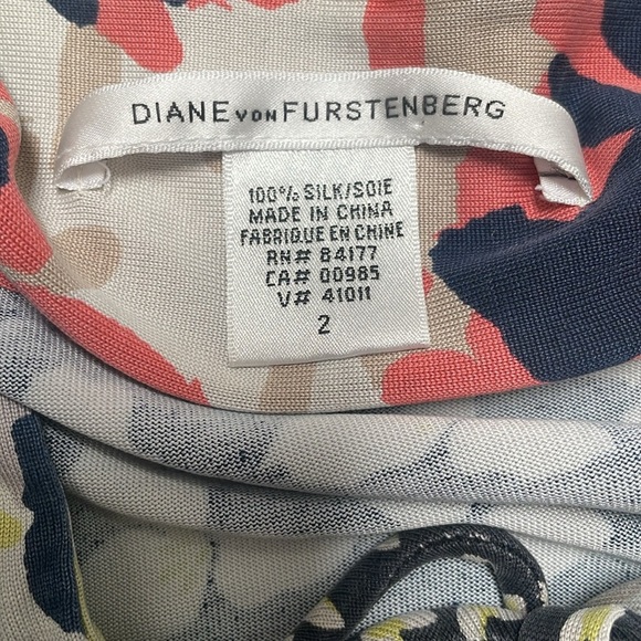 Diane Von Furstenberg DVF Trella Dress Silk Floral Laced Shortsleeves Blue 2 - Picture 8 of 10